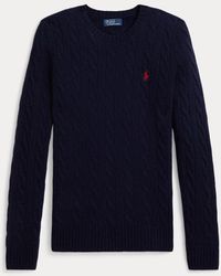 Polo Ralph Lauren - Wol-Kasjmier Kabeltrui Met Ronde Hals - Lyst