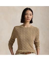 Ralph Lauren - Kabelgebreide Trui Met Ronde Hals - Lyst
