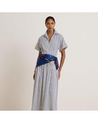 Ralph Lauren - Striped Belted Broadcloth Shirtdress - Lyst
