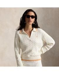 Ralph Lauren - Cable-Knit Polo-Collar Jumper - Lyst