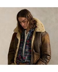 Polo Ralph Lauren - Leather-Trim Shearling Flight Jacket - Lyst