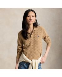 Polo Ralph Lauren - Cable-Knit Wool-Cashmere Polo Jumper - Lyst