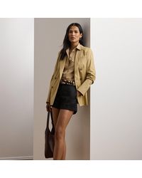 Ralph Lauren - Ralph Lauren Pleated Linen-Blend Twill Short - Lyst