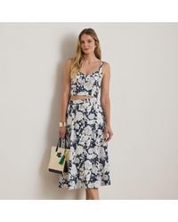 Ralph Lauren - Ralph Lauren Floral Button-Front Linen Midi Skirt - Lyst