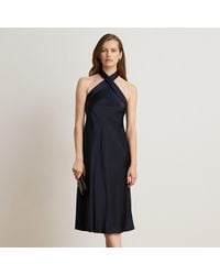 Ralph Lauren - Charmeuse Tie-Back Halter Cocktail Dress - Lyst