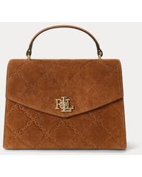 Ralph Lauren - Sacoche Farrah Moyenne En Daim Gaufré - Lyst