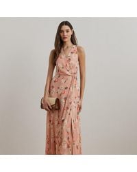 Ralph Lauren - Floral Ruffle-Trim Georgette Gown - Lyst
