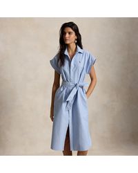 Polo Ralph Lauren - Belted Cotton Oxford Shirtdress - Lyst