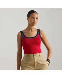 Ralph Lauren - Ralph Lauren Two-Tone Cotton-Blend Sweater Tank Top - Lyst