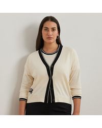 Ralph Lauren - Taglie Plus - Cardigan in misto cotone bicolore - Lyst