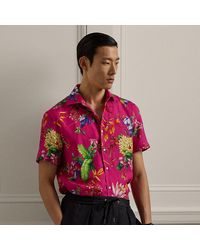 Ralph Lauren Purple Label - Camicia in lino con stampa botanica - Lyst
