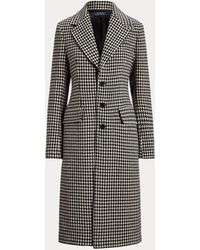 Damen Bekleidung Mäntel Lange Jacken und Winterjacken Polo Ralph Lauren Wolle Oversized-mantel Aus Kariertem Wollflanell in Grau 