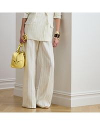 Ralph Lauren - Striped Linen Wide-Leg Trousers - Lyst