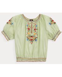 RRL - Embroidered Cotton Voile Blouse - Lyst
