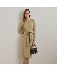 Ralph Lauren - Abito in misto cotone con fiocco - Lyst