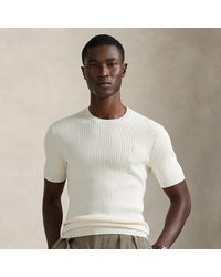 Ralph Lauren - Rib-Knit Cotton Short-Sleeve Sweater - Lyst