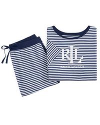 Lauren by Ralph Lauren - Logo Striped Interlock Boxer Pyjama Set - Lyst