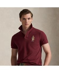 Polo Ralph Lauren - Custom Slim Fit Mesh Polo-Shirt Met Bear - Lyst