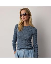 Ralph Lauren - Cable-Knit Silk-Blend Crewneck Jumper - Lyst