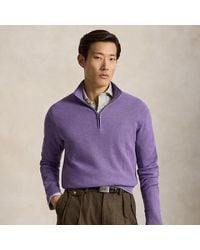 Polo Ralph Lauren - Mesh-Knit Cotton Quarter-Zip Jumper - Lyst