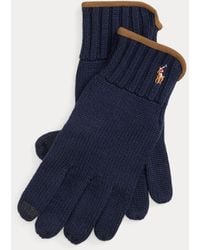 Ralph Lauren - Suede-Trim Wool Touch-Screen Gloves - Lyst