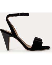 Ralph Lauren - Gracy Bow-Trim Velvet Sandal - Lyst