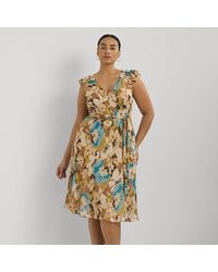 Lauren by Ralph Lauren - Plus Größen - Geblümtes Kleid aus Knittergeorgette - Lyst
