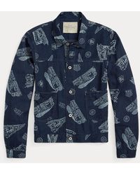 RRL - Giacca in twill indaco con stampa - Lyst