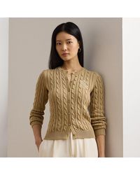 Ralph Lauren - Baumwollstrickjacke Mit Zopfmuster - Lyst
