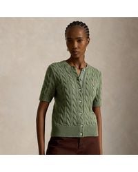 Polo Ralph Lauren - Cable-Knit Cotton Short-Sleeve Cardigan - Lyst