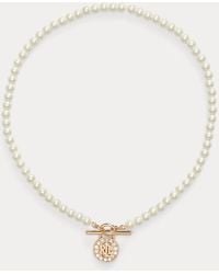 Ralph Lauren - Faux-Pearl Logo Pendant Necklace - Lyst