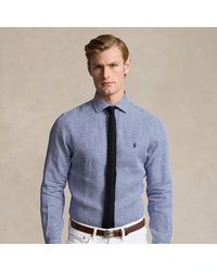 Ralph Lauren - Slim Fit Plaid Linen Shirt - Lyst