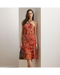 Ralph Lauren - Geblümtes Neckholder-Kleid Aus Georgette - Lyst