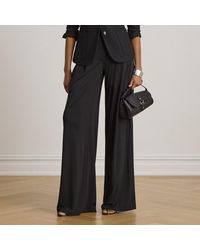 Ralph Lauren - Pleated Stretch Jersey Wide-Leg Pant - Lyst