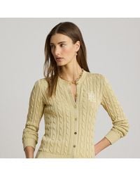 Ralph Lauren - Cable-Knit Cotton-Blend Cardigan - Lyst