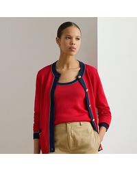 Ralph Lauren - Two-Tone Cotton-Blend Cardigan - Lyst