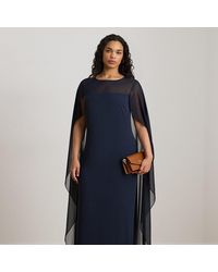 Ralph Lauren - Taglie Plus - Abito in georgette con mantella - Lyst