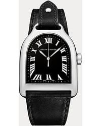 Ralph Lauren - Stalen Stirrup Horloge Met Zwarte Plaat - Lyst