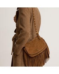 Ralph Lauren - Fringe-Trim Medium Marcy Crossbody Bag - Lyst