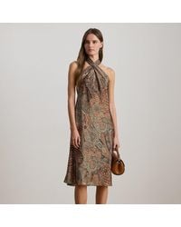Ralph Lauren - Paisley Charmeuse Halter Cocktail Dress - Lyst