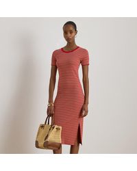 Ralph Lauren - Gestreiftes, Geripptes T-Shirt-Kleid - Lyst