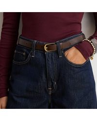 Ralph Lauren - Rounded-Buckle Leather Skinny Belt - Lyst