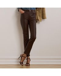 Ralph Lauren - Ralph Lauren High-Rise Lambskin Straight Ankle Pant - Lyst