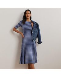 Ralph Lauren - Gestreepte Stretchkatoenen Midi-Jurk - Lyst