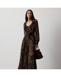 Ralph Lauren - Catia Paisley Pleated Chiffon Day Dress - Lyst
