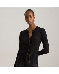 Ralph Lauren - Cable-Knit Cotton-Blend Cardigan - Lyst