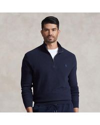 Ralph Lauren - Ralph Lauren Mesh-knit Cotton Quarter-zip Sweater - Lyst