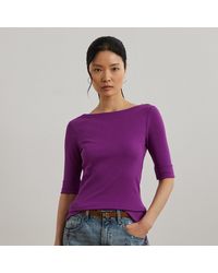 Ralph Lauren - Maglietta con scollo a barchetta stretch - Lyst