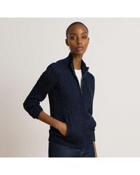 Ralph Lauren - Cable-Knit Full-Zip Mockneck Sweater - Lyst