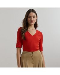 Ralph Lauren - Maglietta in cotone con scollo a V - Lyst